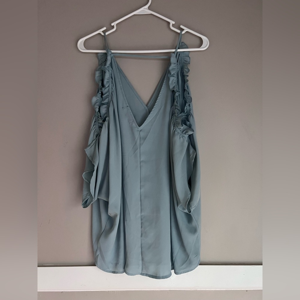 Eve Soft Blue Ruffle Blouse - Picture 2 of 3